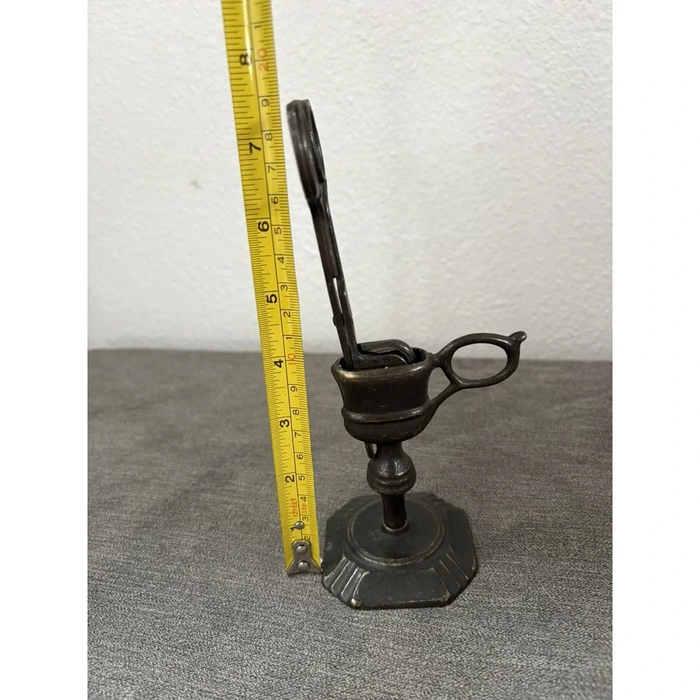 VTG 2 pc Brass ? Candle Snuffer-Scissor Style & Stand